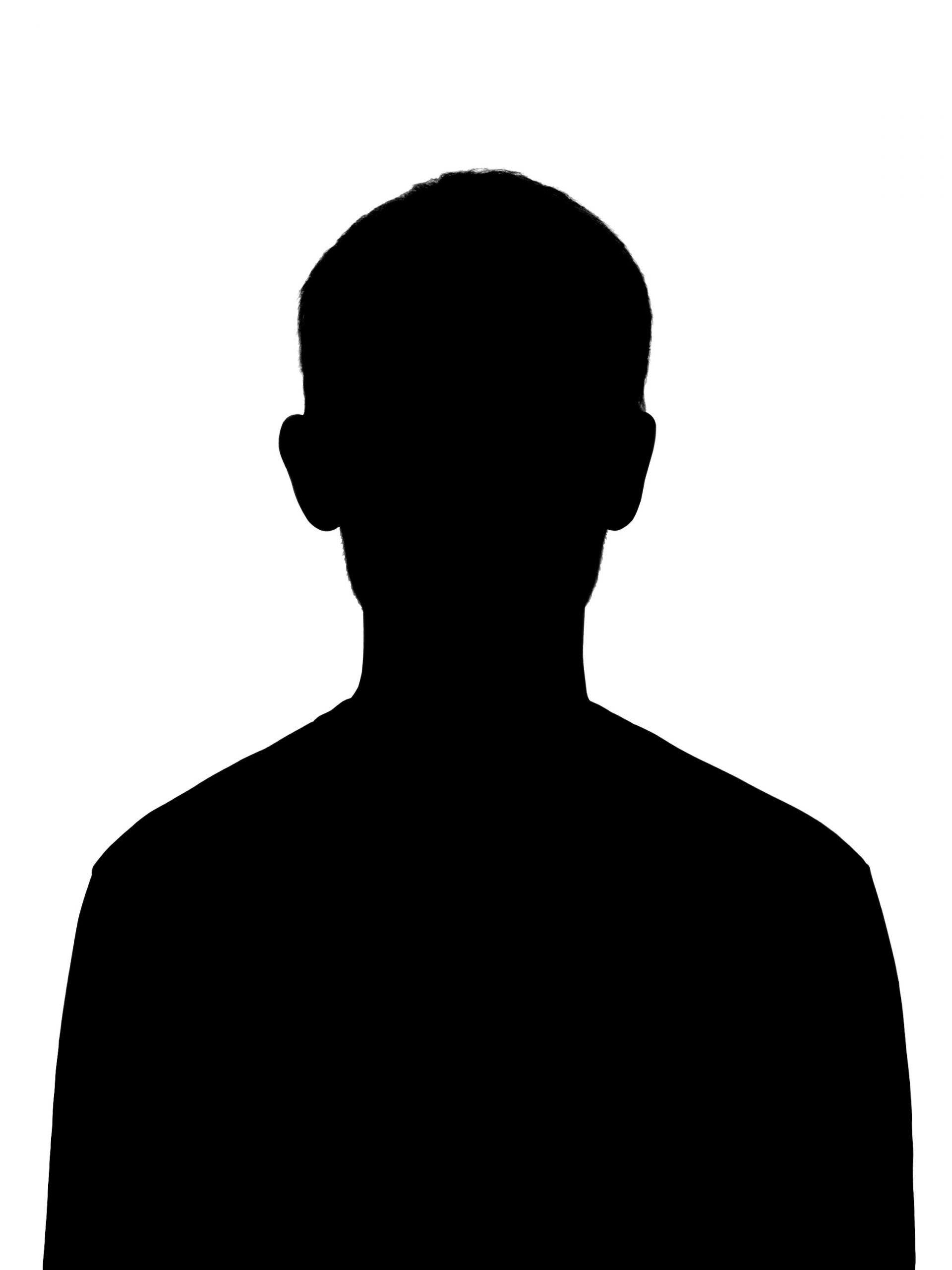 silhouette of young man isolated on white background