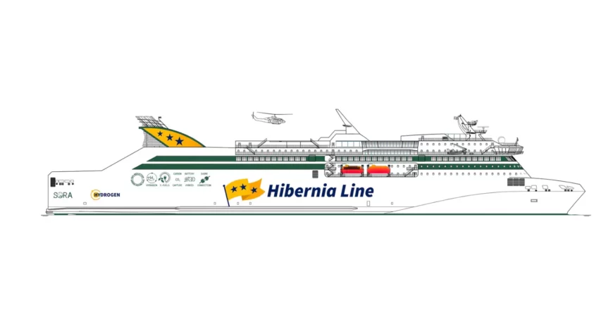 Truck boarding Hibernia Line ferry for cross-Channel freight transport UK France